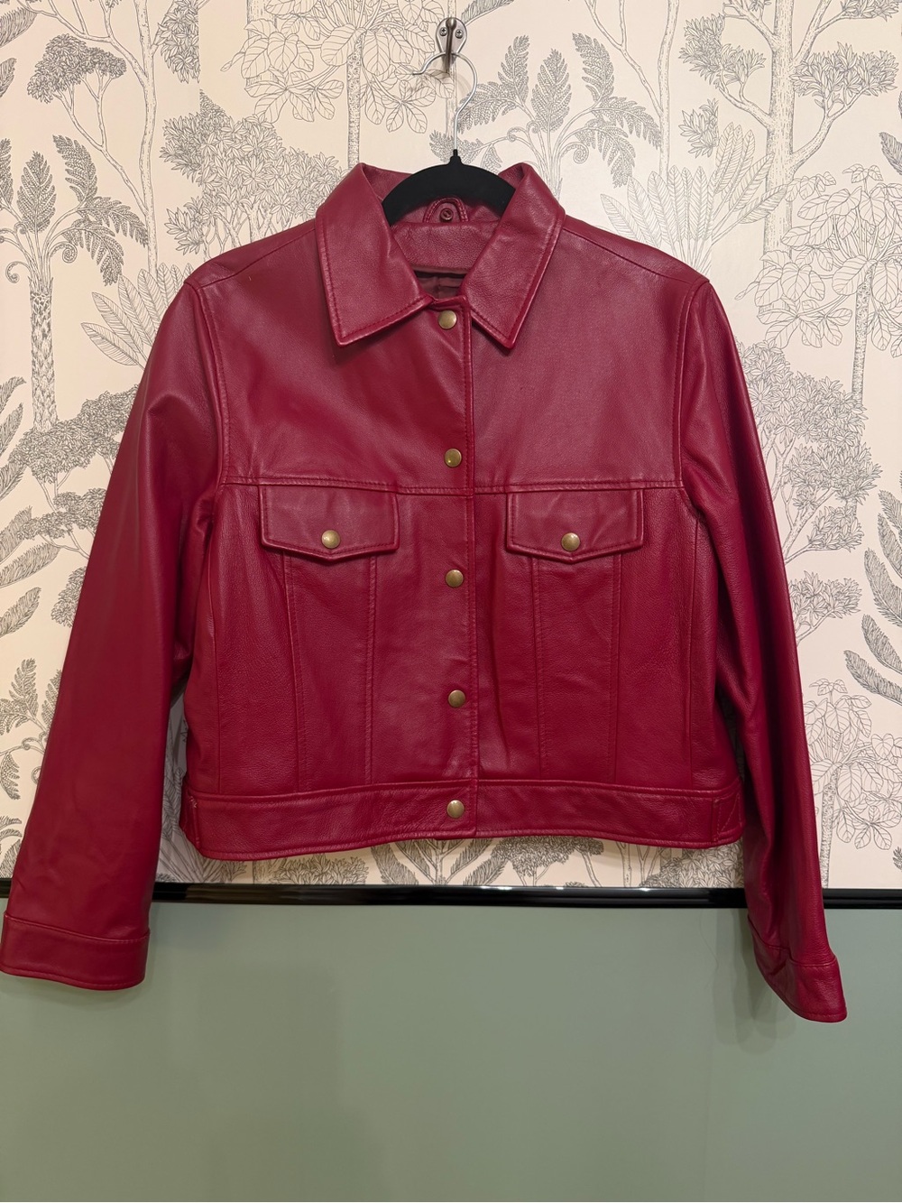 American Vintage Burgundy Leather Button-Front Jacket